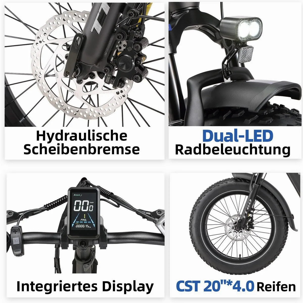 TTGO F6B Klapprad, 70Nm Motor, 140km Reichweite, 7-Gang Shimano 5