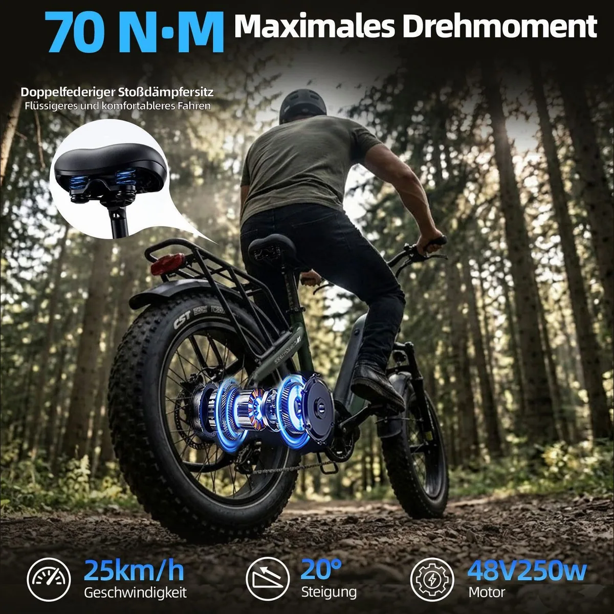 TTGO E-Bike Klapprad 20 Zoll, 70Nm, 140km Reichweite, faltbar und robust 3