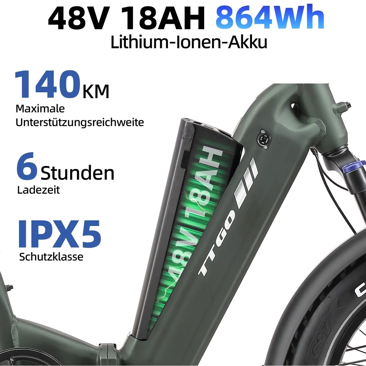 TTGO E-Bike Klapprad 20 Zoll, 70Nm, 140km Reichweite, faltbar und robust 4