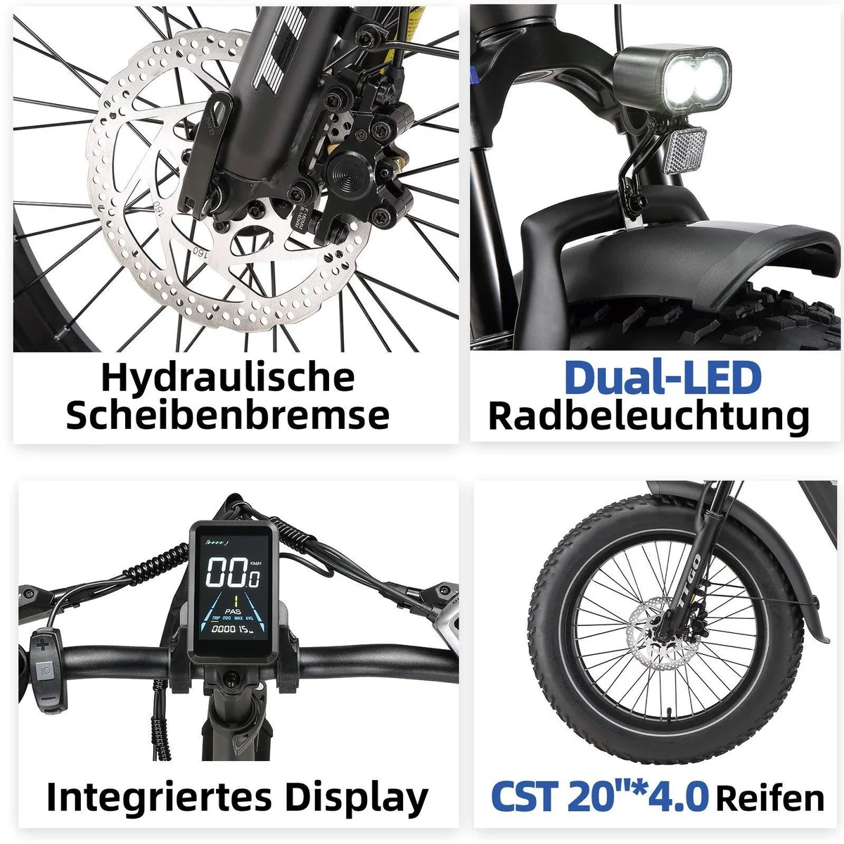 TTGO E-Bike Klapprad 20 Zoll, 70Nm, 140km Reichweite, faltbar und robust 5
