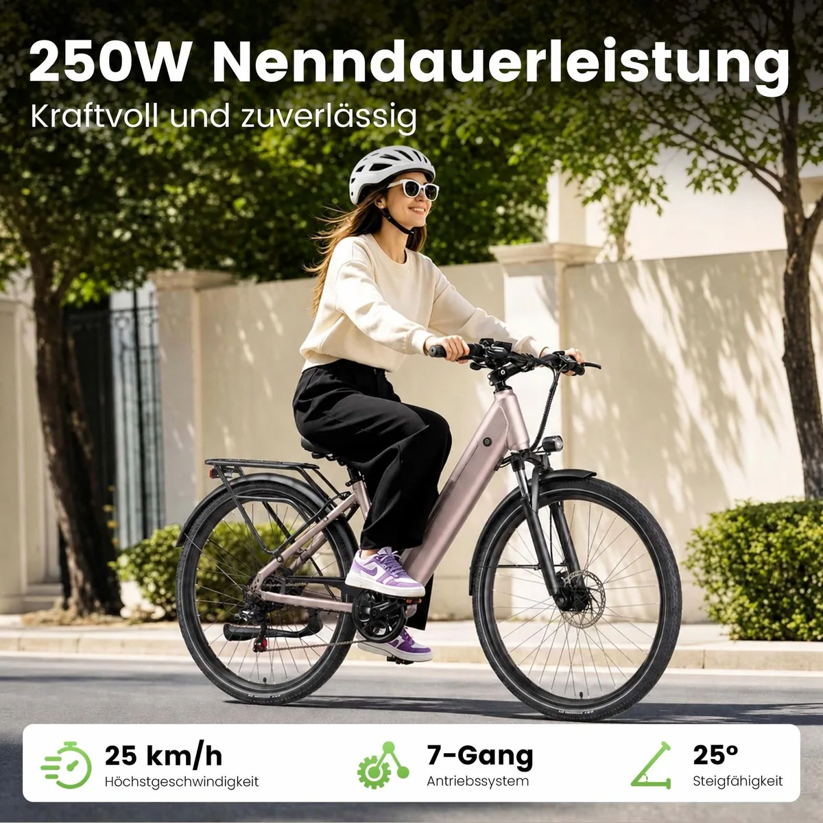 Vankel Lira City-Elektrofahrrad, 250W Motor, 48V Akku, 28" pannensichere Reifen 3