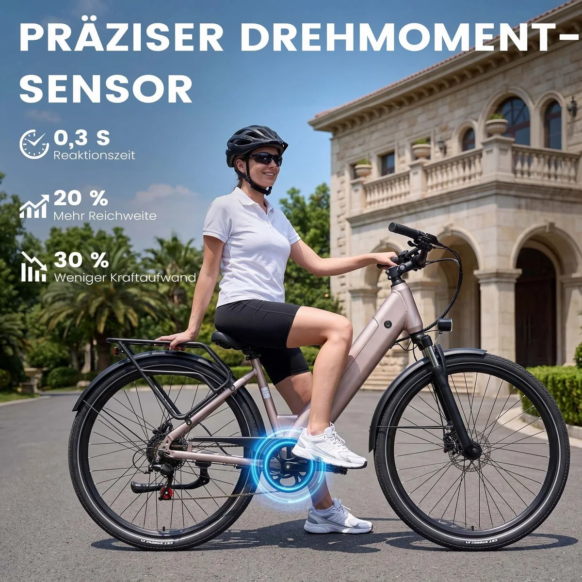 Vankel Lira City-Elektrofahrrad, 250W Motor, 48V Akku, 28" pannensichere Reifen 4