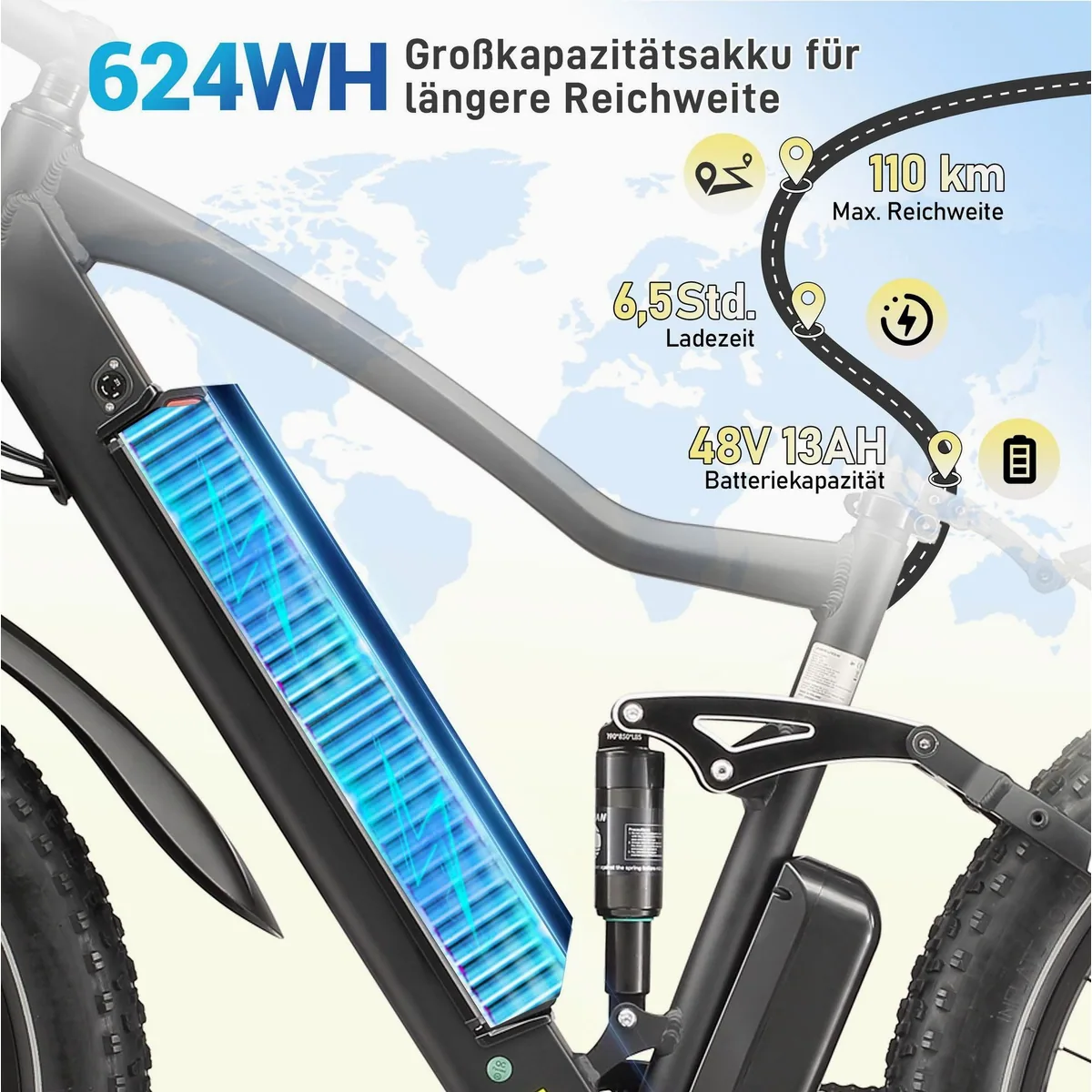 Vankel MX1 E-Bike Cityrad, kraftvoller 250W Motor, lange Reichweite, komfortable Federung 5
