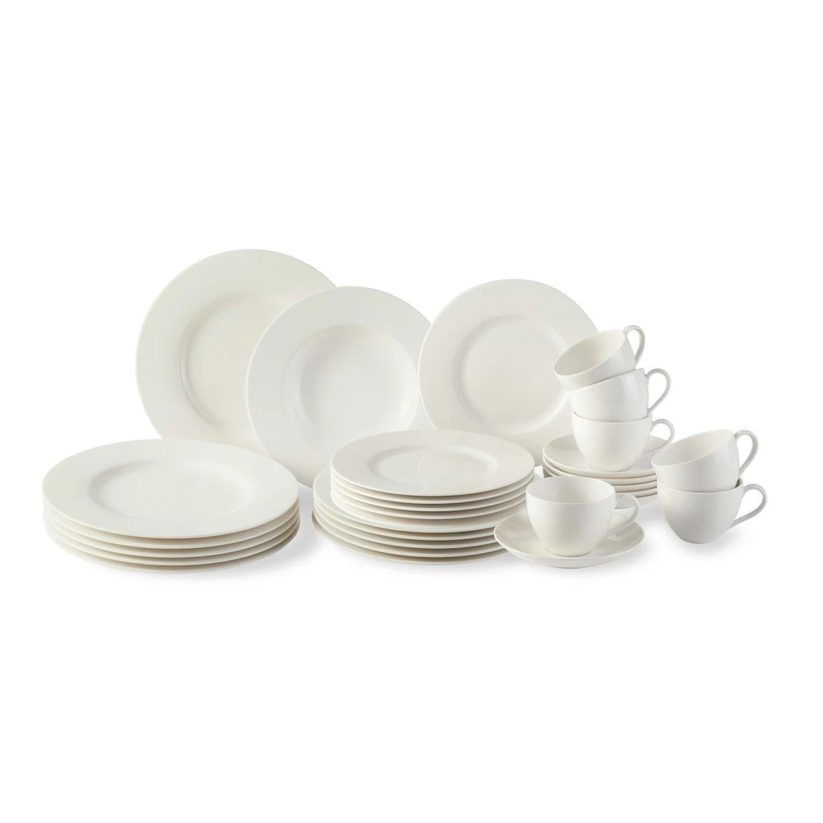 Villeroy & Boch Kombiservice Basic White, 30-teiliges Porzellan-Set, zeitloses Design