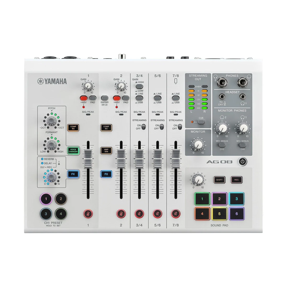 Yamaha AG08 WH Mischpult, 8-Kanal, USB-Audio-Interface, DSP-Effekte