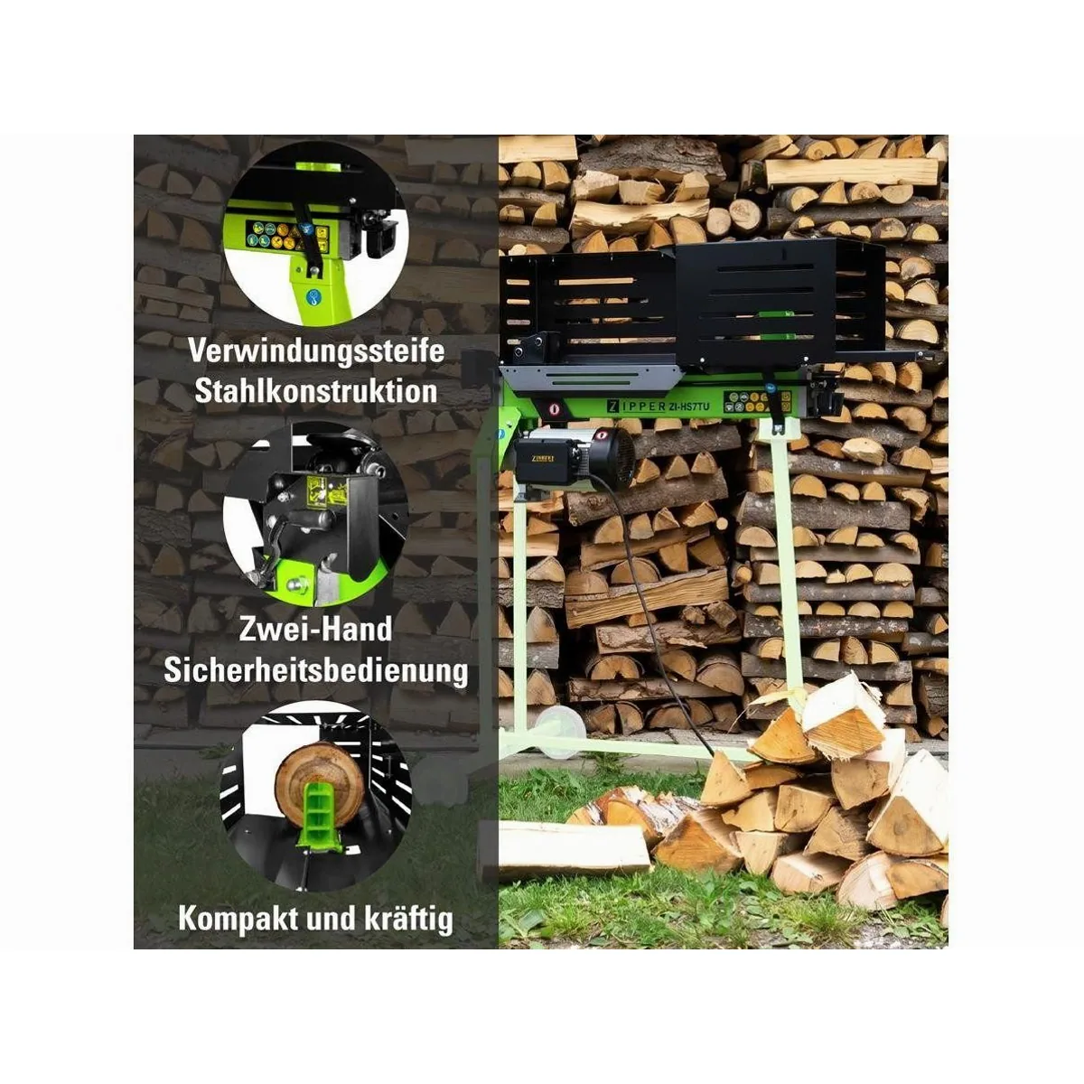 ZIPPER ZI-HS7T Holzspalter, 7 t Spaltkraft, 52 cm Spaltgutlänge, 230 V 4