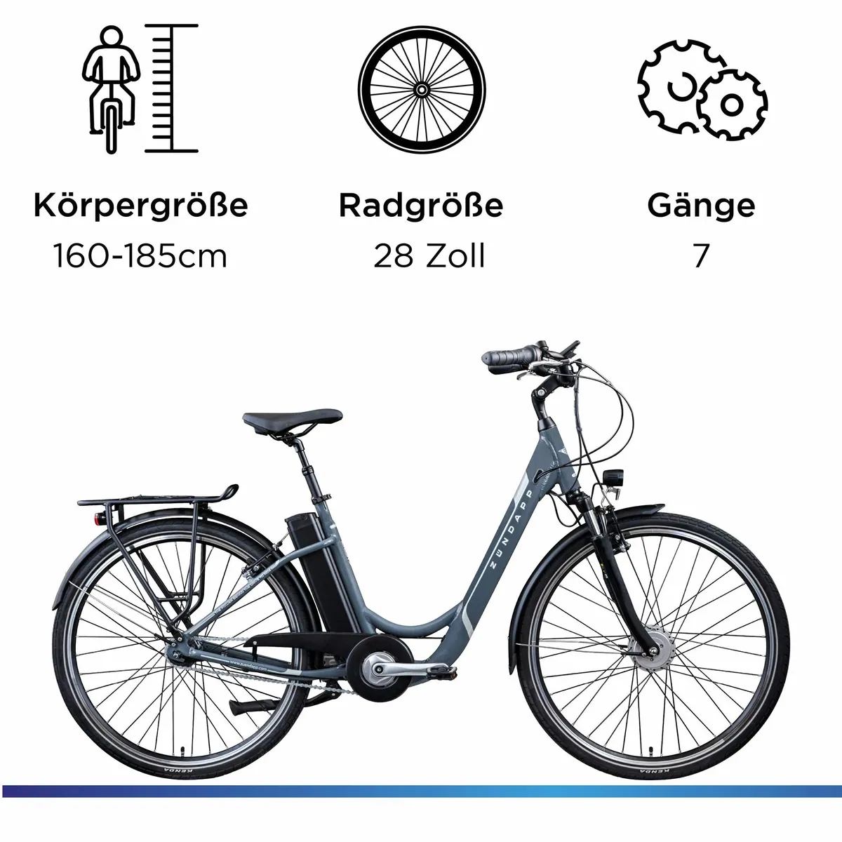 Zündapp Z517 E-Bike Cityrad, 7 Gang Nabenschaltung, Frontmotor, 531 Wh 3