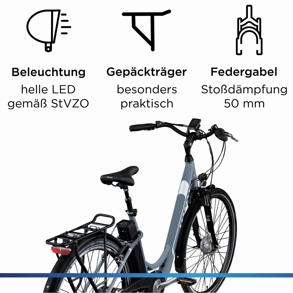 Zündapp Z517 E-Bike Cityrad, 7 Gang Nabenschaltung, Frontmotor, 531 Wh 4