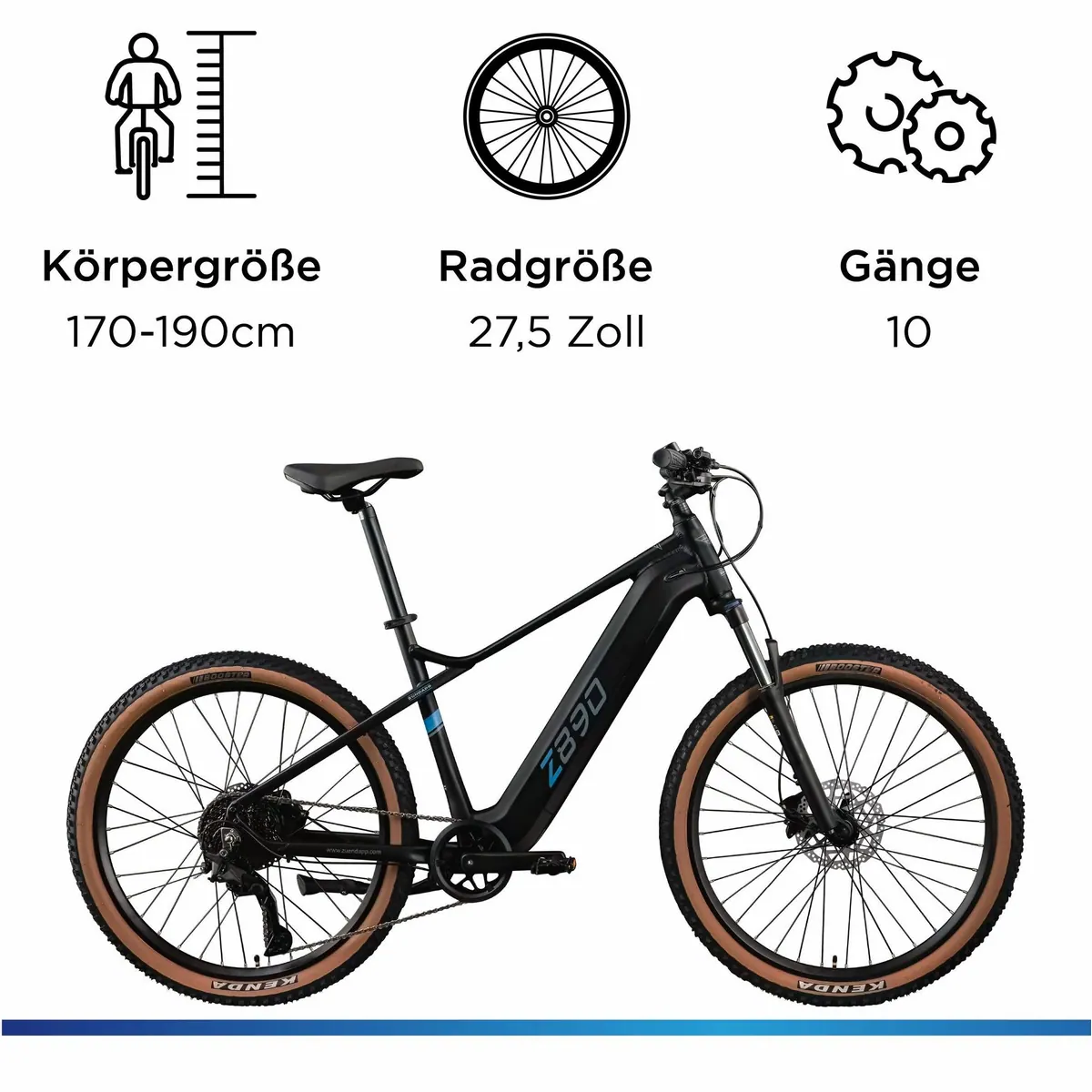 Zündapp Z890 E-Bike Mountainbike, 10-Gang Shimano Schaltung, 550 Wh Akku, Heckmotor 4