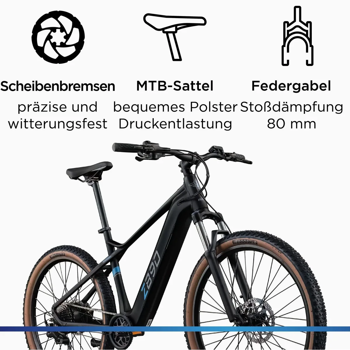 Zündapp Z890 E-Bike Mountainbike, 10-Gang Shimano Schaltung, 550 Wh Akku, Heckmotor 5