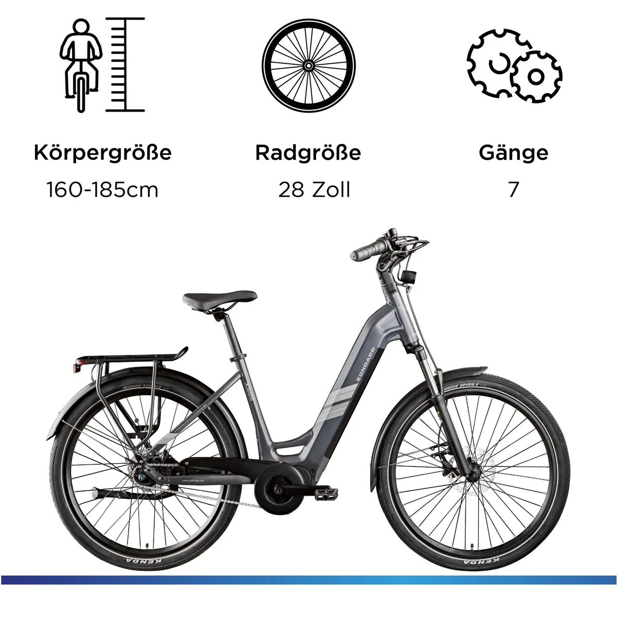 Zündapp E-Bike Cityrad X885, 7 Gang Nabenschaltung, Mittelmotor, 550 Wh 3