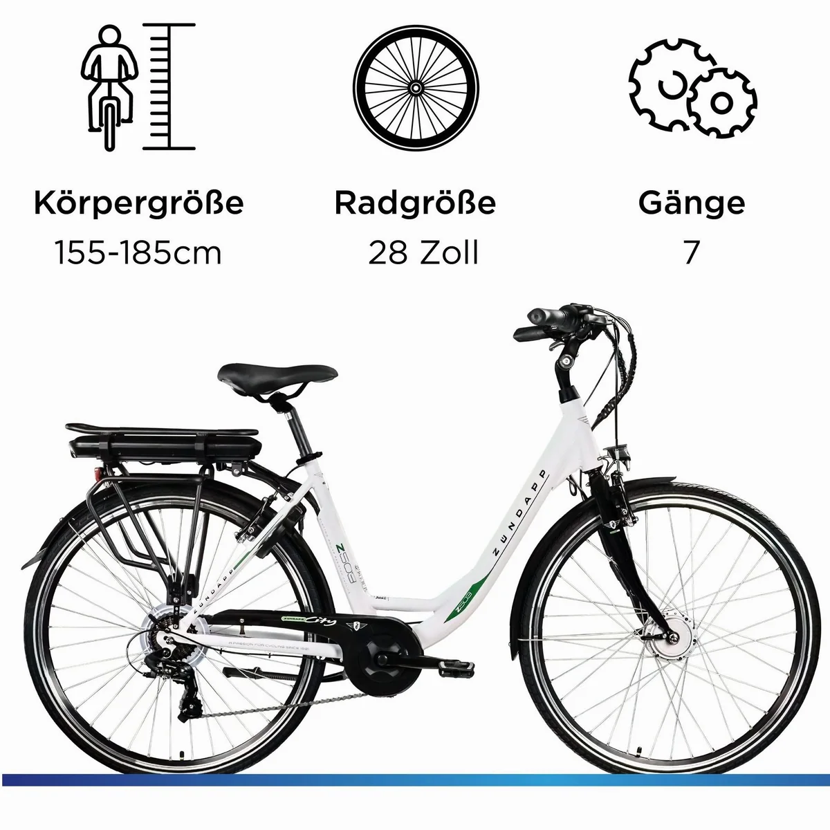Zündapp Z503 E-Bike Cityrad, 7-Gang Shimano, Frontmotor, 536 Wh Akku 3