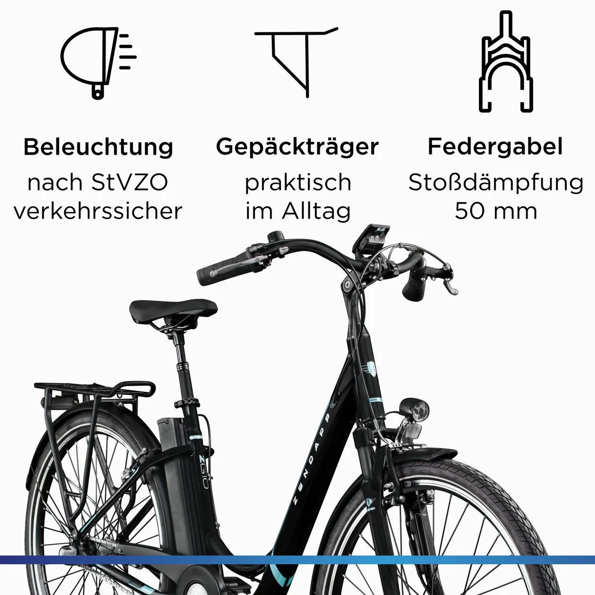 Zündapp Z510 E-Bike Cityrad, 3-Gang Nabenschaltung, 531 Wh Akku, komfortabel für Damen und Herren 3