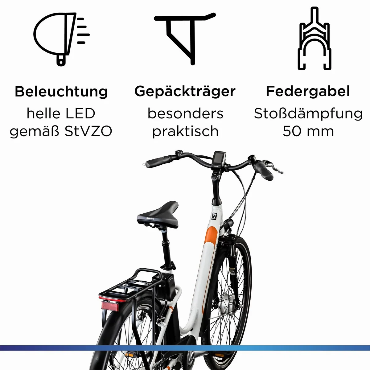 Zündapp Z517 E-Bike Cityrad, modernes Design, 7 Gang Nabenschaltung, 531 Wh Akku 5