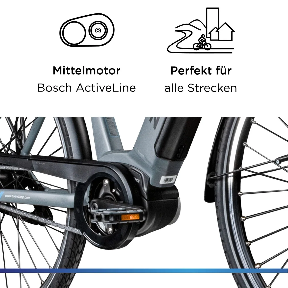 Zündapp E-Bike Cityrad X600, Bosch Mittelmotor, Shimano Nexus 7-Gang — elegantes Design, zuverlässige Technik, komfortables Fahren 5