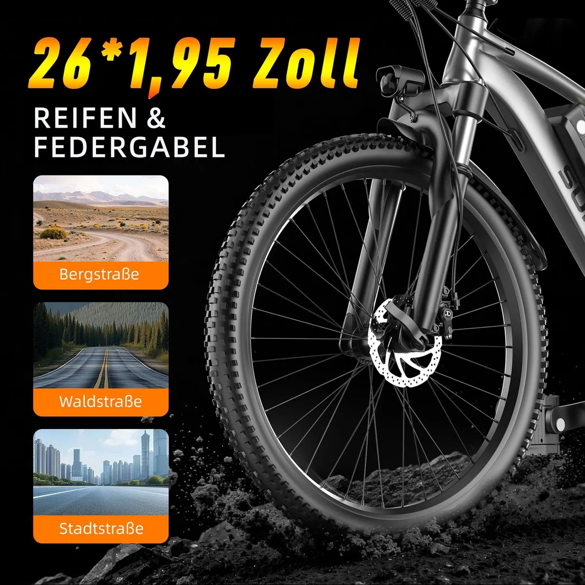ZWHEEL G73 E-Bike, 250W Motor, 624Wh Akku, Shimano 7-Gang 4