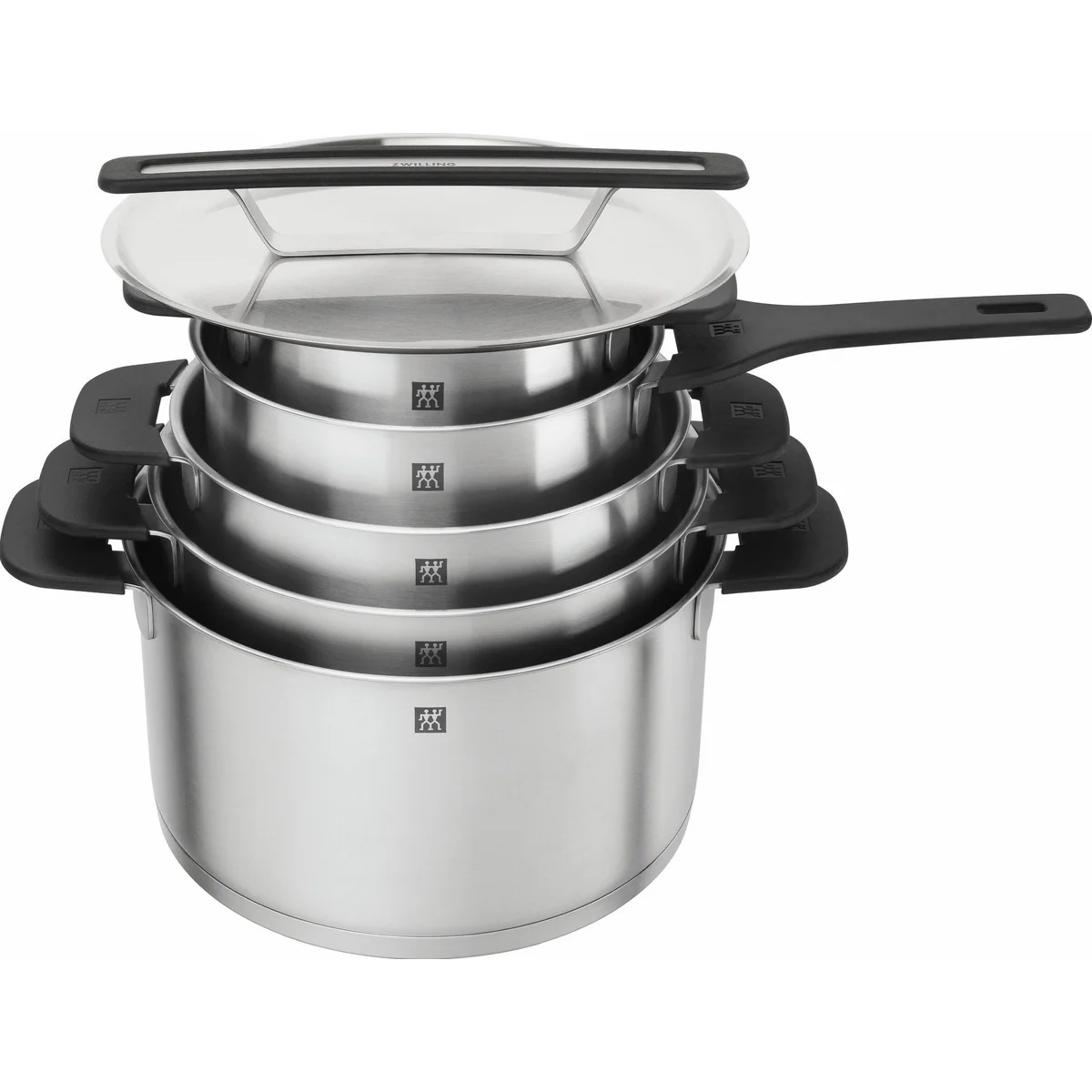 Zwilling More Topf-Set, Edelstahl 18/10, 5-teilig — stapelbar, innovativer Deckel, kühlbleibende Griffe 2